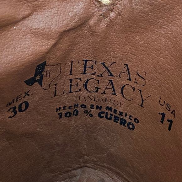 Texas Legacy Handmade Leather Brown Cowboy Boots Alligator Tail Print Mens 11 - Picture 8 of 10